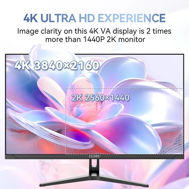 Alt view image 3 of 7 - 32-Inch 4K UHD VA Computer Monitor 100% sRGB, 1.07B Colors, PIP/PBP Split Screen, Flicker-Free, VESA 75x75, HDMI, DisplayPort for Gaming, Office & Streaming