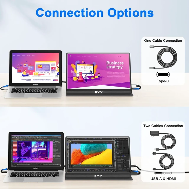 Alt view image 6 of 7 - 14" 1080P Portable Laptop Monitor Travel Computer Screen with VESA Mount