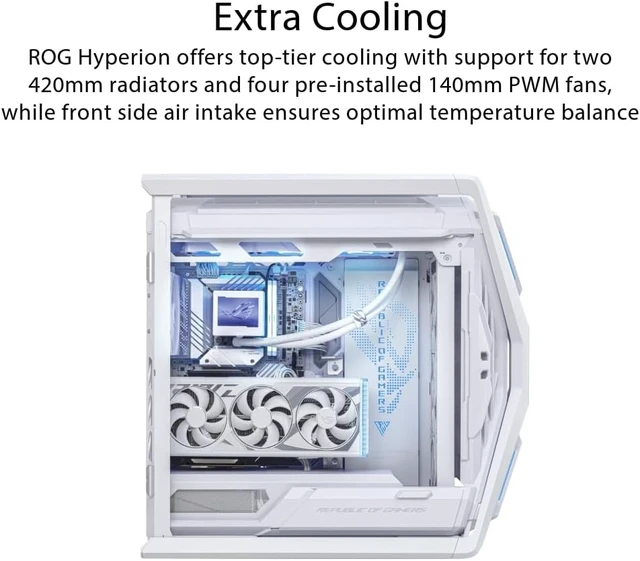 Alt view image 3 of 7 - ROG Hyperion GR701 E-ATX Full Tower Gaming PC Case White Edition