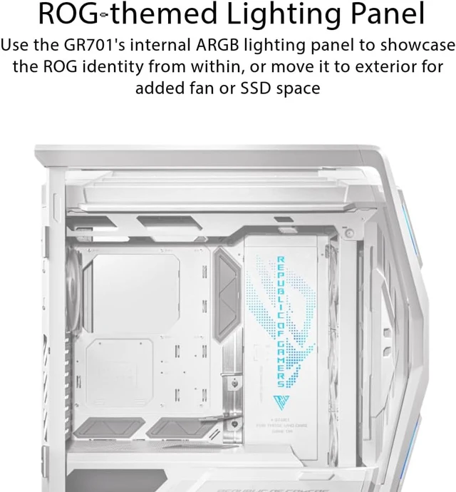 Alt view image 4 of 7 - ROG Hyperion GR701 E-ATX Full Tower Gaming PC Case White Edition