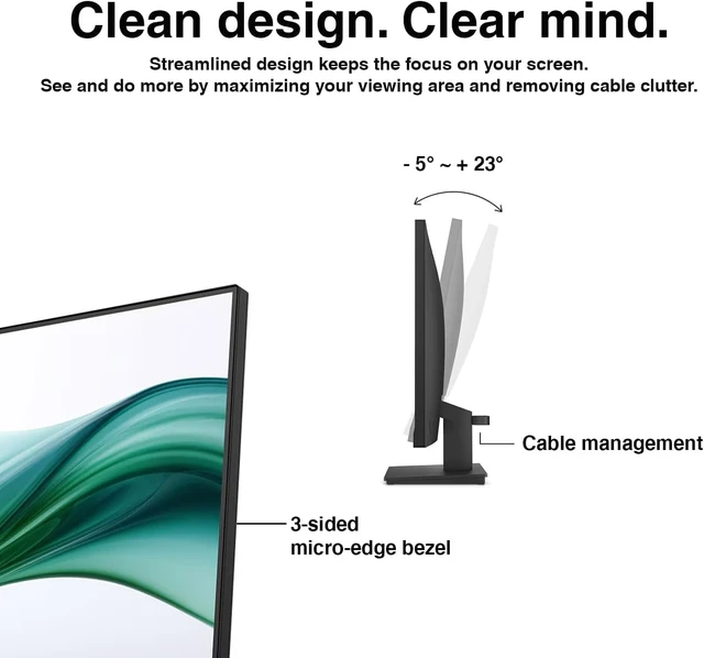 Alt view image 3 of 7 - 24" Series 3 Pro 324pv FHD Monitor 5ms Response, Anti-Glare, Flicker-Free, VESA (100x100mm), HDMI, VGA & Dockztorm USB Expander (Black)
