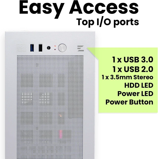 Alt view image 6 of 7 - CUBIX Compact Micro-ATX/MATX/Mini ITX PC Case with 80mm Fan (White)