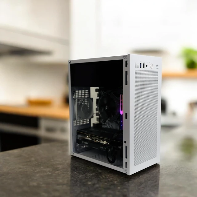 Alt view image 7 of 7 - CUBIX Compact Micro-ATX/MATX/Mini ITX PC Case with 80mm Fan (White)
