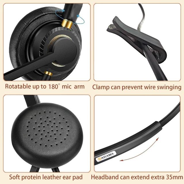 Alt view image 4 of 7 - USB Computer Headset with Microphone Noise-Cancelling, Adjustable Volume, Lightweight, for Laptop, Business, Skype, UC, Call Center, Office (802)