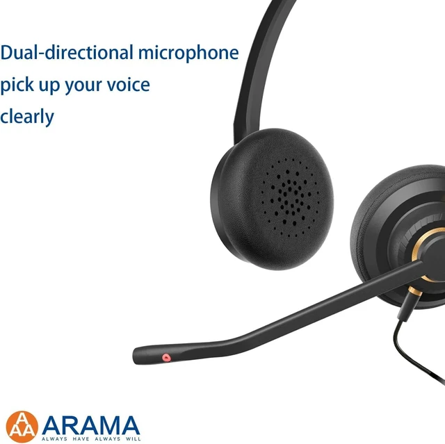 Alt view image 6 of 7 - USB Computer Headset with Microphone Noise-Cancelling, Adjustable Volume, Lightweight, for Laptop, Business, Skype, UC, Call Center, Office (802)