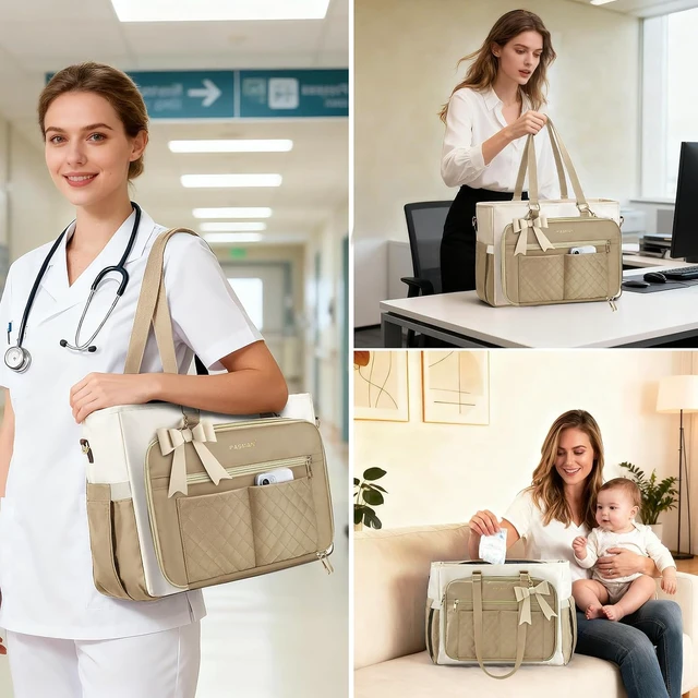 Alt view image 2 of 5 - Teacher Tote Bag for Women Structured Laptop Bag with Cup Holder