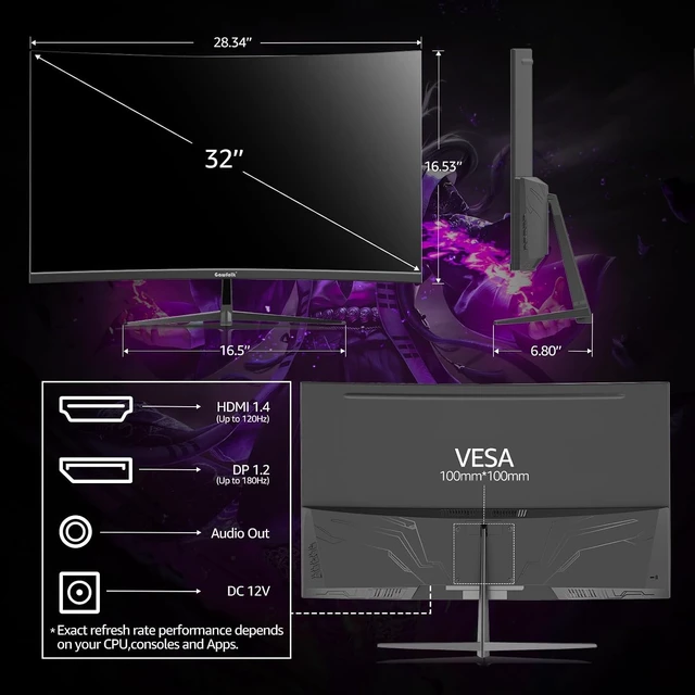 Alt view image 6 of 7 - 32-Inch 1800R Curved Gaming Monitor 165Hz / 180Hz