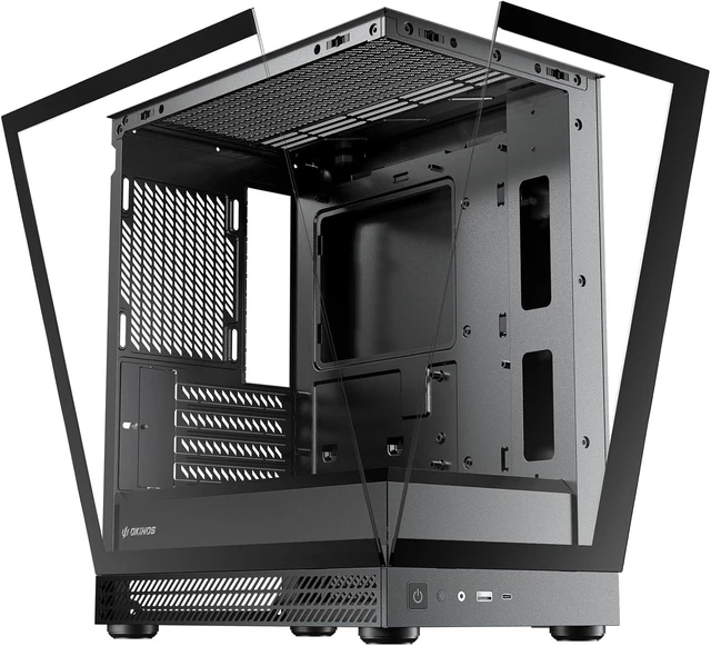Main image of Aqua UNO Micro ATX Case Only No Fans or Radiator Support, Max GPU 309mm, Quick-Release Panoramic Tempered Glass Front & Side, Type-C 5Gbps (Black)