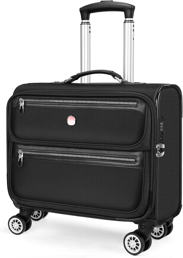 Main image of 17.3-Inch Rigid-Frame Rolling Laptop Briefcase with Wheels USB & Type-C Charging, TSA Lock, Detachable Spinner Wheels, for Business Travel