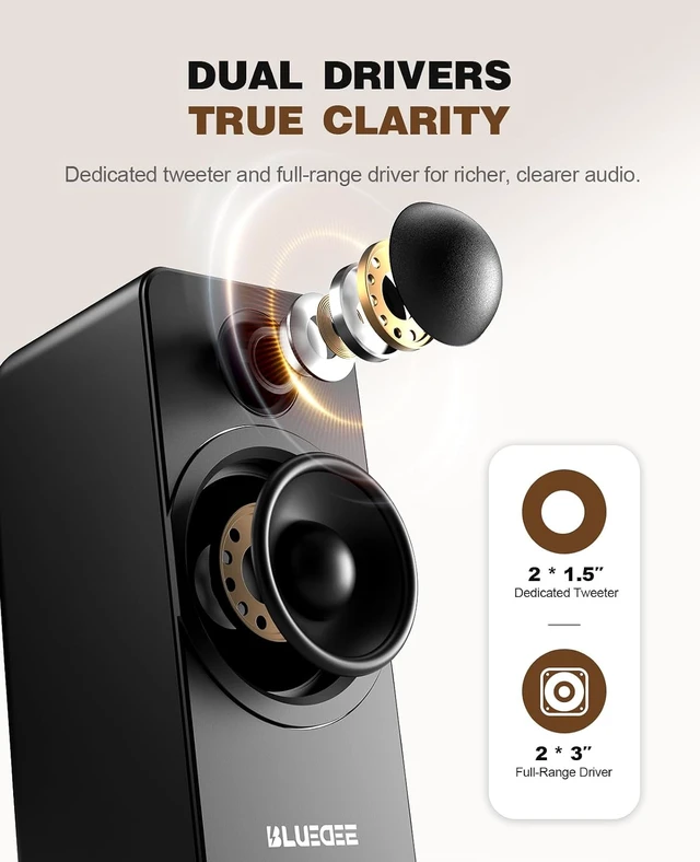 Alt view image 2 of 7 - PC Speakers for Desktop Computer Speakers with Dedicated Tweeters