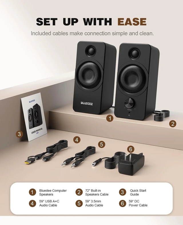 Alt view image 7 of 7 - PC Speakers for Desktop Computer Speakers with Dedicated Tweeters