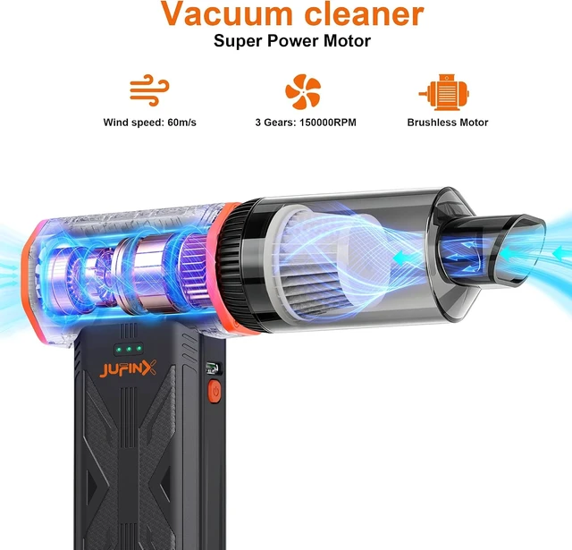 Alt view image 2 of 7 - 150000RPM 3-in-1 Compressed Air Duster & Small Vacuum Computer Vacuum Cleaner
