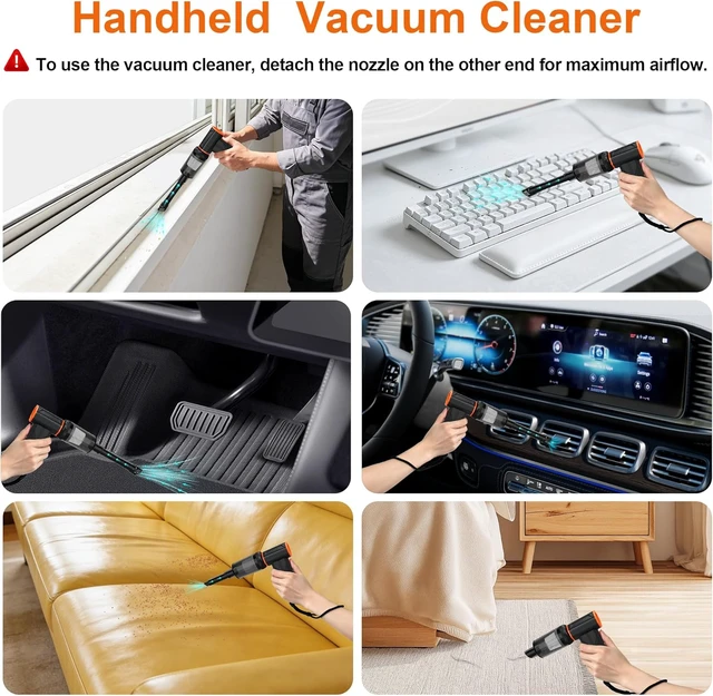 Alt view image 3 of 7 - 150000RPM 3-in-1 Compressed Air Duster & Small Vacuum Computer Vacuum Cleaner