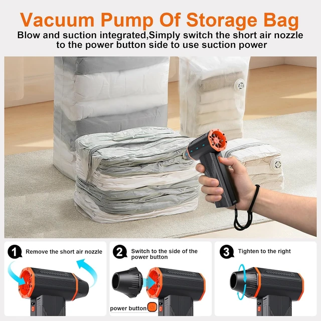 Alt view image 4 of 7 - 150000RPM 3-in-1 Compressed Air Duster & Small Vacuum Computer Vacuum Cleaner