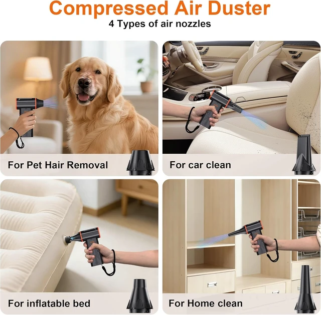 Alt view image 7 of 7 - 150000RPM 3-in-1 Compressed Air Duster & Small Vacuum Computer Vacuum Cleaner