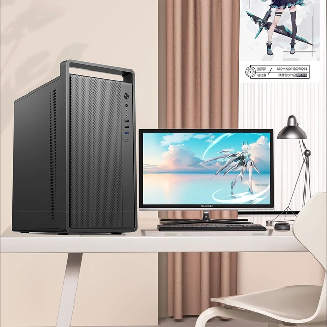 Alt view image 2 of 6 - Micro-ATX PC Case Built-In Handle