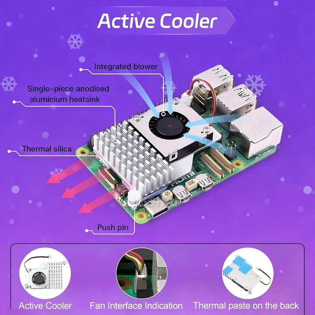 Alt view image 5 of 7 - Raspberry Pi 5 4GB Kit 4GB RAM Single-Board Computer with Active Cooler & ABS Case, Starter Kit for IoT, Robotics & Retro Gaming