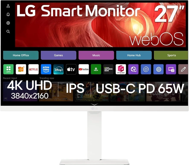 Main image of 27U730SA-W 27-Inch Smart 4K UHD (3840 x 2160) IPS Monitor HDR10, Built-In Speaker, Screen Share, Bluetooth, Remote, HDMI, USB Type-C PD 65W, Adjustable Stand (White)