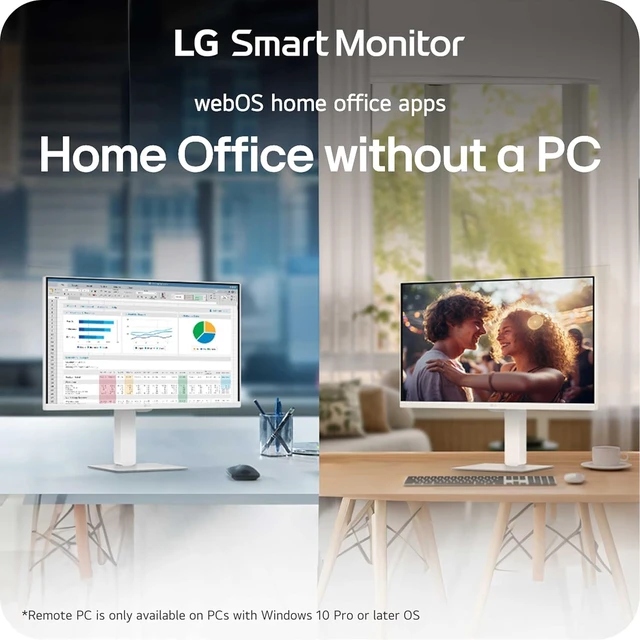 Alt view image 5 of 7 - 27U730SA-W 27-Inch Smart 4K UHD (3840 x 2160) IPS Monitor HDR10, Built-In Speaker, Screen Share, Bluetooth, Remote, HDMI, USB Type-C PD 65W, Adjustable Stand (White)