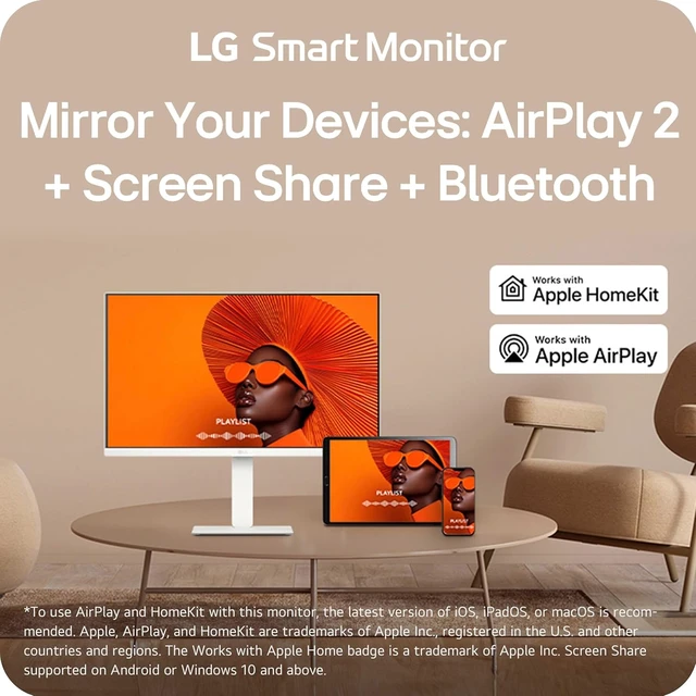 Alt view image 6 of 7 - 27U730SA-W 27-Inch Smart 4K UHD (3840 x 2160) IPS Monitor HDR10, Built-In Speaker, Screen Share, Bluetooth, Remote, HDMI, USB Type-C PD 65W, Adjustable Stand (White)