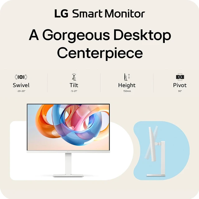 Alt view image 7 of 7 - 27U730SA-W 27-Inch Smart 4K UHD (3840 x 2160) IPS Monitor HDR10, Built-In Speaker, Screen Share, Bluetooth, Remote, HDMI, USB Type-C PD 65W, Adjustable Stand (White)