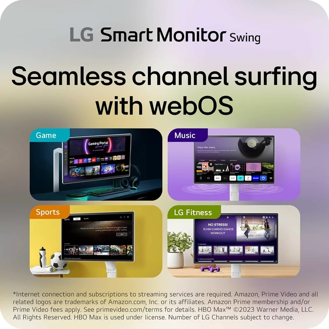 Alt view image 7 of 7 - Smart Monitor Swing 32U889SA-W 32-Inch 4K UHD (3840x2160) IPS Touchscreen Wheeled Adjustable Base, HDR10, webOS, Built-In Speaker, HDMI, USB Type-C (White)