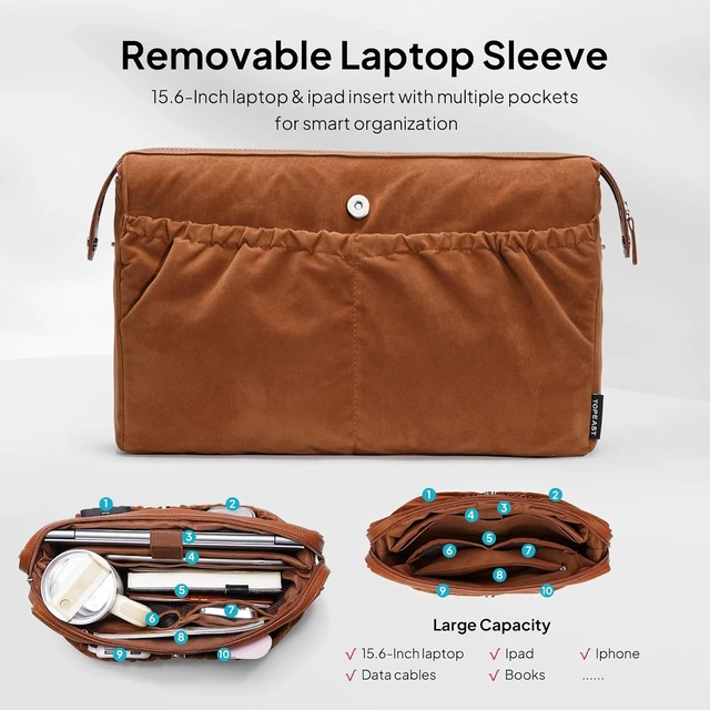 Alt view image 6 of 7 - 15.6" Tote Bag for Women Work Handbag with Removable Laptop Sleeve