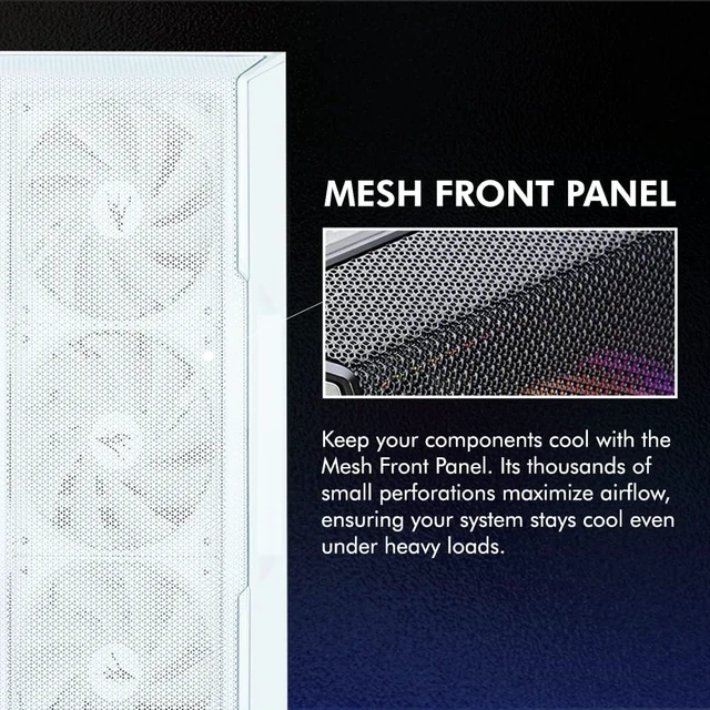 Alt view image 4 of 7 - i3 Neo ATX Mid-Tower RGB Gaming PC Case (White)