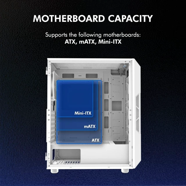 Alt view image 5 of 7 - i3 Neo ATX Mid-Tower RGB Gaming PC Case (White)