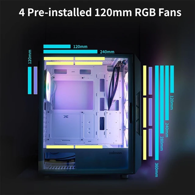 Alt view image 7 of 7 - i3 Neo ATX Mid-Tower RGB Gaming PC Case (White)