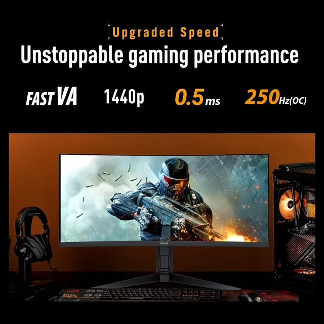 Alt view image 3 of 7 - TUF Gaming VG34WQML5A 34-Inch 1440p 250Hz Ultrawide HDR Gaming Monitor
