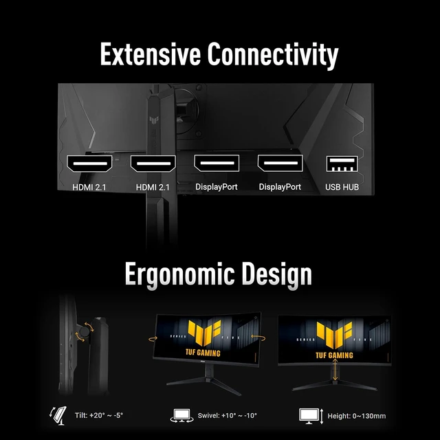 Alt view image 7 of 7 - TUF Gaming VG34WQML5A 34-Inch 1440p 250Hz Ultrawide HDR Gaming Monitor
