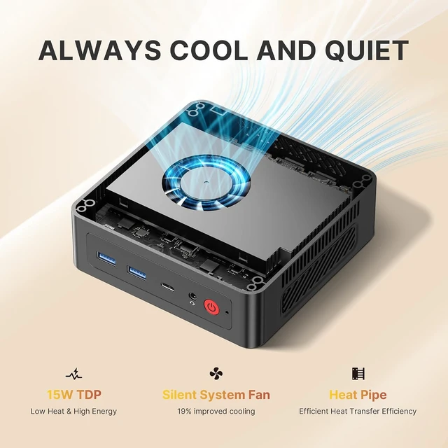 Alt view image 5 of 7 - C4 Plus Mini PC Ryzen 5 3501U (Beats 4300U/N95/N150), 8GB+256GB