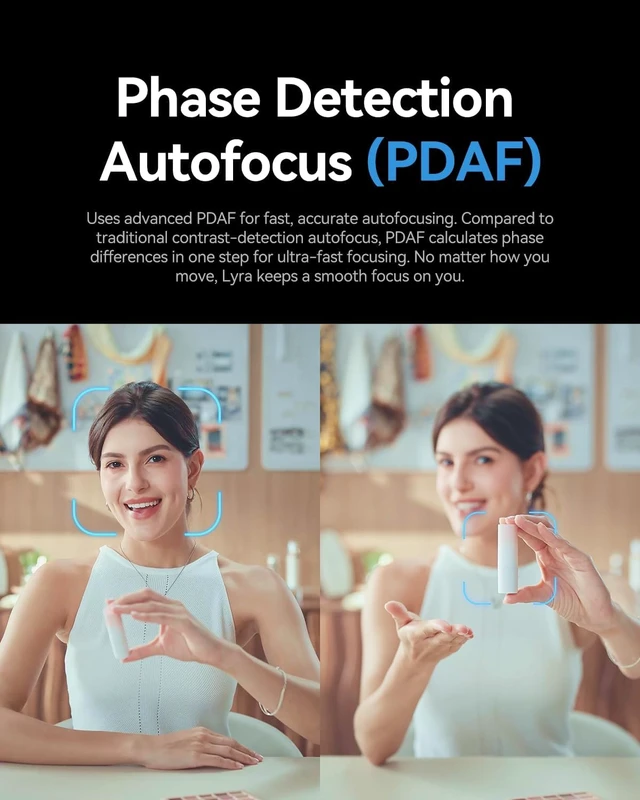 Alt view image 5 of 7 - Lyra 4K Webcam 1/1.5" Sensor, 50MP PDAF Autofocus, AI Tracking & Auto-Framing, Wireless Mic Support, Privacy Shutter, for Zoom, TikTok & Streaming