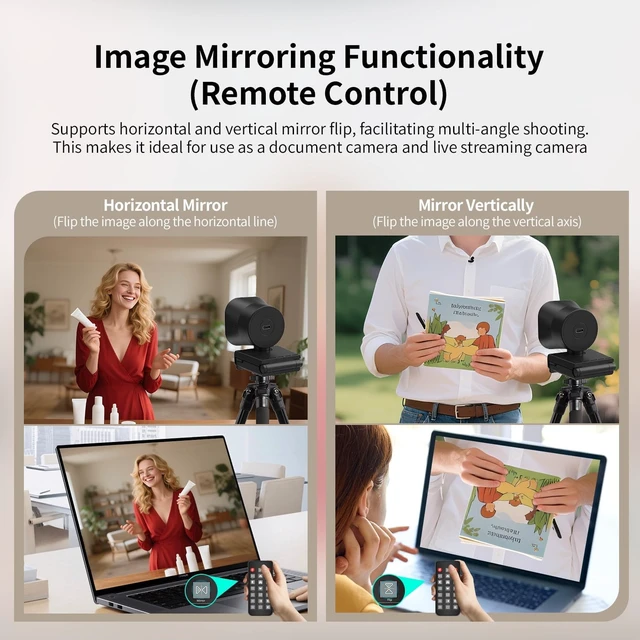 Alt view image 5 of 7 - 4K Webcam with Ring Light Remote Control, PDAF Autofocus