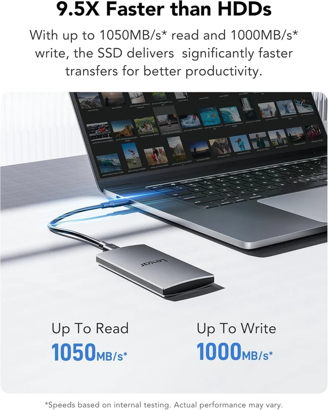Alt view image 3 of 7 - ES3 1TB Portable SSD USB 3.2 Gen 2, Up to 1050MB/s (Silver)