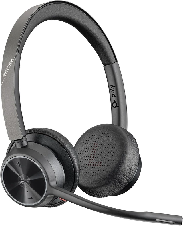 Main image of Poly Voyager 4320 UC Wireless Headset & Charge Stand Noise-Canceling Headphones with Mic, USB-C to USB-A for PC, Bluetooth for Phone, Teams Certified