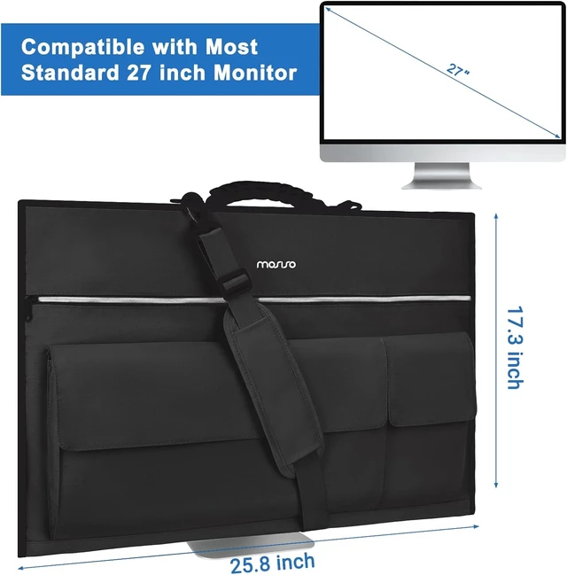 Alt view image 3 of 7 - 27-Inch Padded Monitor Carrying Case Travel Bag Cover