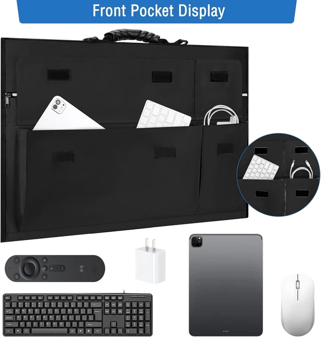 Alt view image 4 of 7 - 27-Inch Padded Monitor Carrying Case Travel Bag Cover