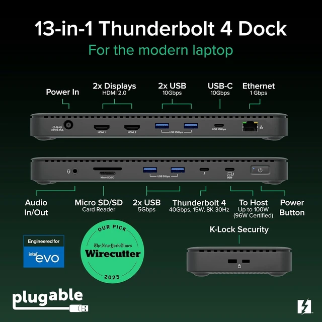 Alt view image 2 of 7 - Thunderbolt 4 Dock 100W Charging, Dual Monitor