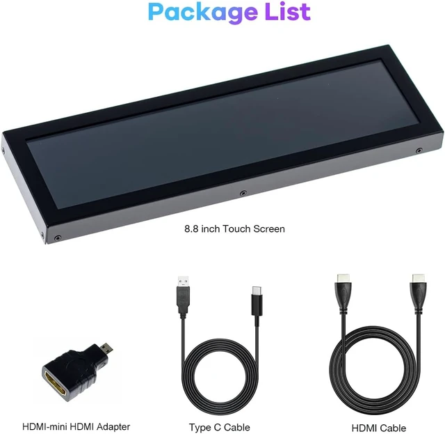 Alt view image 6 of 7 - 8.8-Inch Touchscreen Computer Secondary Screen 1920x480 FHD IPS LCD for PC Case, AIDA64 CPU/GPU Temperature Monitor, Raspberry Pi