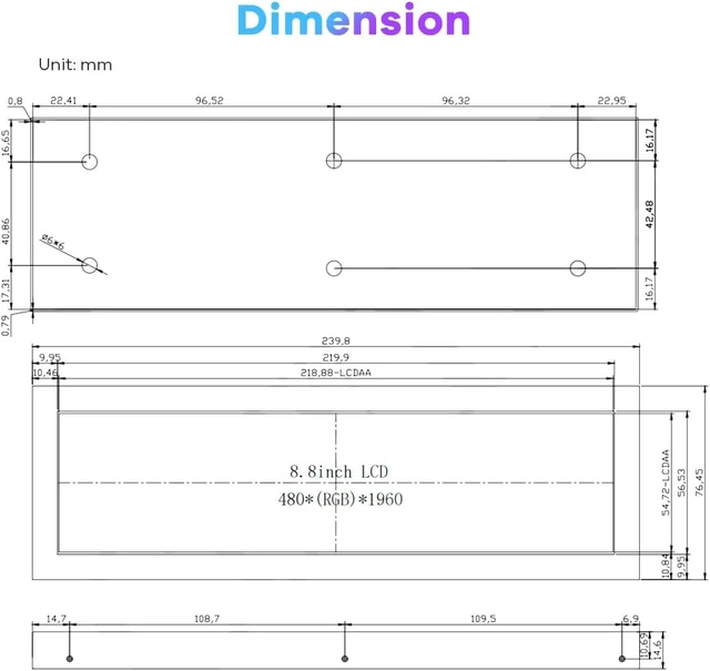 Alt view image 7 of 7 - 8.8-Inch Touchscreen Computer Secondary Screen 1920x480 FHD IPS LCD for PC Case, AIDA64 CPU/GPU Temperature Monitor, Raspberry Pi