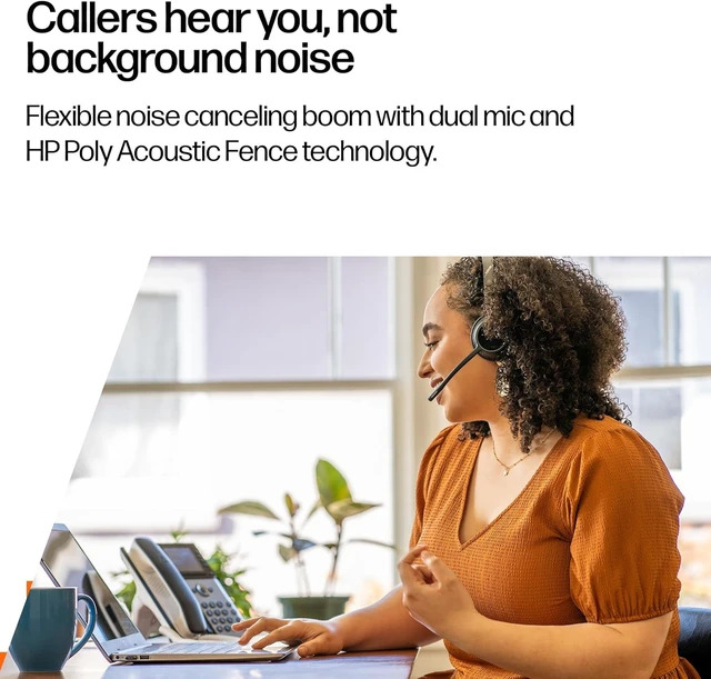 Alt view image 4 of 7 - Poly Voyager 4320 UC Wireless Headset & Charge Stand Noise-Canceling Headphones with Mic, USB-C to USB-A for PC, Bluetooth for Phone, Teams Certified