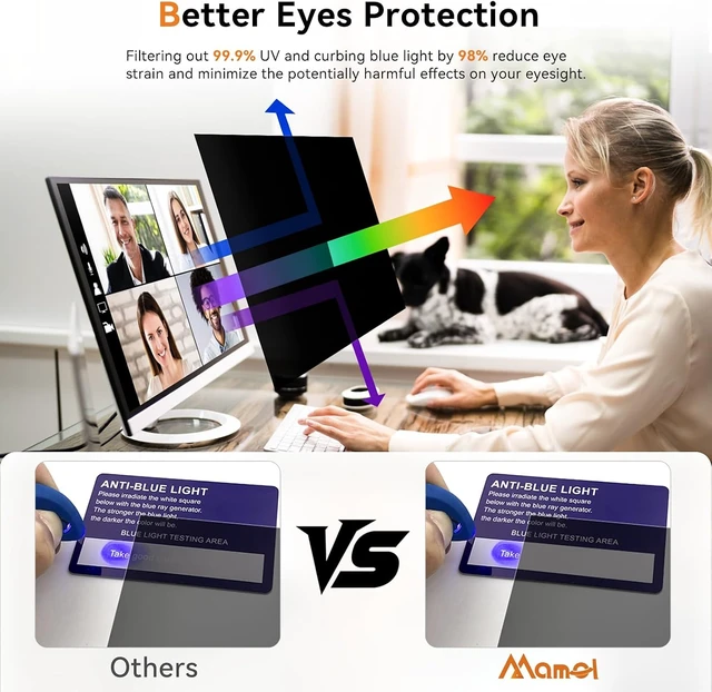 Alt view image 4 of 7 - 34" Curved Computer Privacy Screen Filter for 21:9 Widescreen Monitor Anti-Glare Blue Light Filter, Removable Privacy Shield, Anti-Scratch Screen Protector