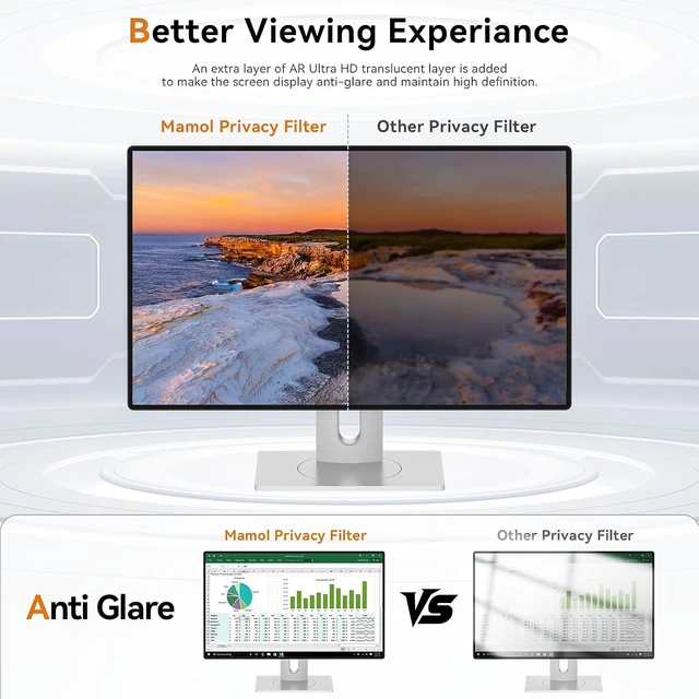 Alt view image 7 of 7 - 34" Curved Computer Privacy Screen Filter for 21:9 Widescreen Monitor Anti-Glare Blue Light Filter, Removable Privacy Shield, Anti-Scratch Screen Protector