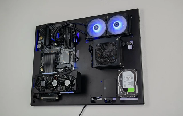 Alt view image 6 of 7 - Wall-Mount Gaming PC Case Wall Mount Computer Chassis for PC Gaming