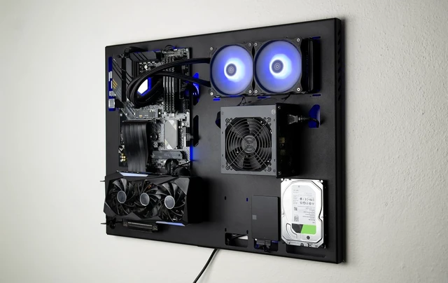 Alt view image 7 of 7 - Wall-Mount Gaming PC Case Wall Mount Computer Chassis for PC Gaming