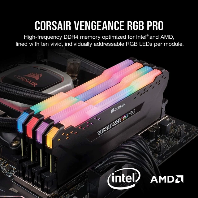 Alt view image 2 of 5 - VENGEANCE RGB PRO 16GB (2x8GB) DDR4 3200MHz (PC4-25600) C16 1.35V Desktop Memory Black (CMW16GX4M2E3200C16)