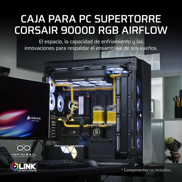 Alt view image 2 of 7 - 9000D RGB Airflow Super Full-Tower PC Case (Black)