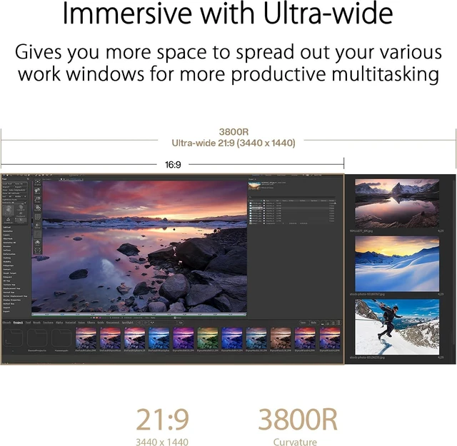 Alt view image 2 of 7 - ProArt PA34VCNV 34" Ultrawide 1440p Professional Monitor for Mac
